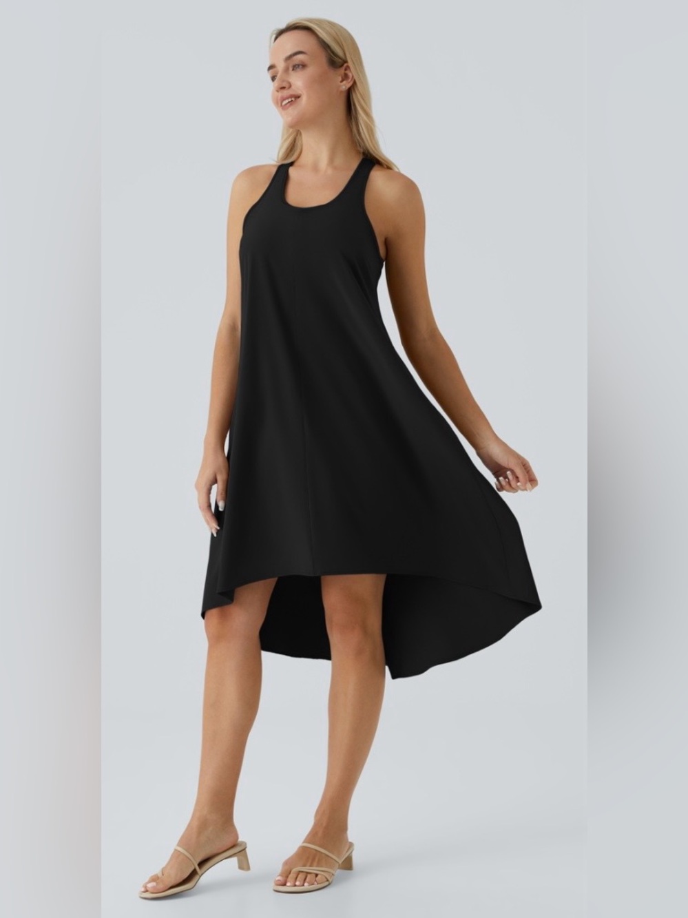 Halara NWT Black Racerback High-Low lightweight Dress Size L